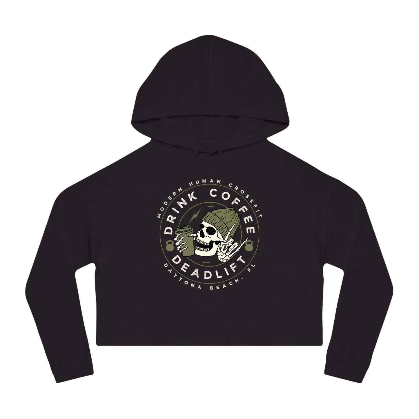 Drink Coffee & Deadlift Cropped Hooded Sweatshirt